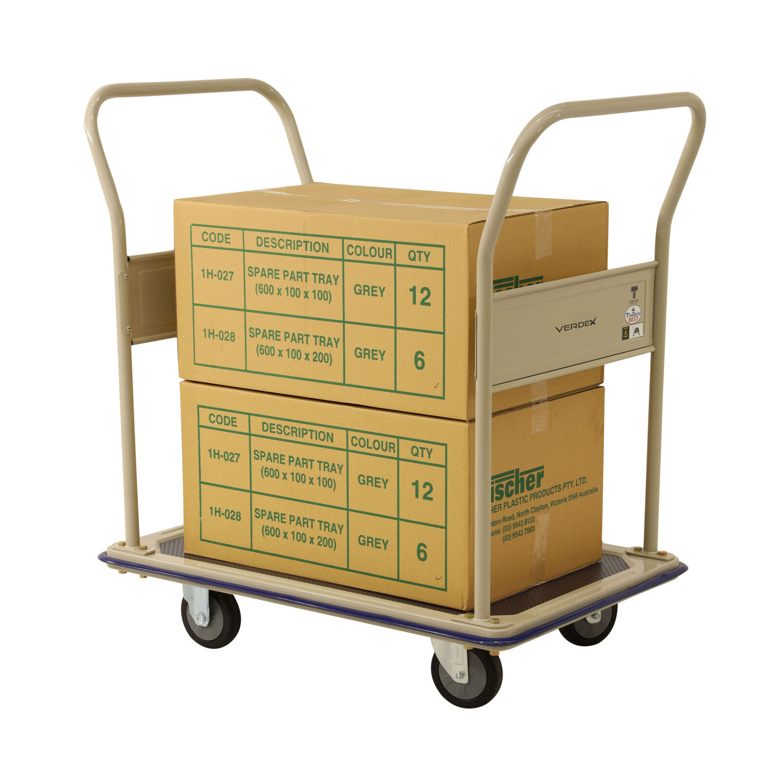 2 Fixed Handle Platform Trolley 880x580mm
