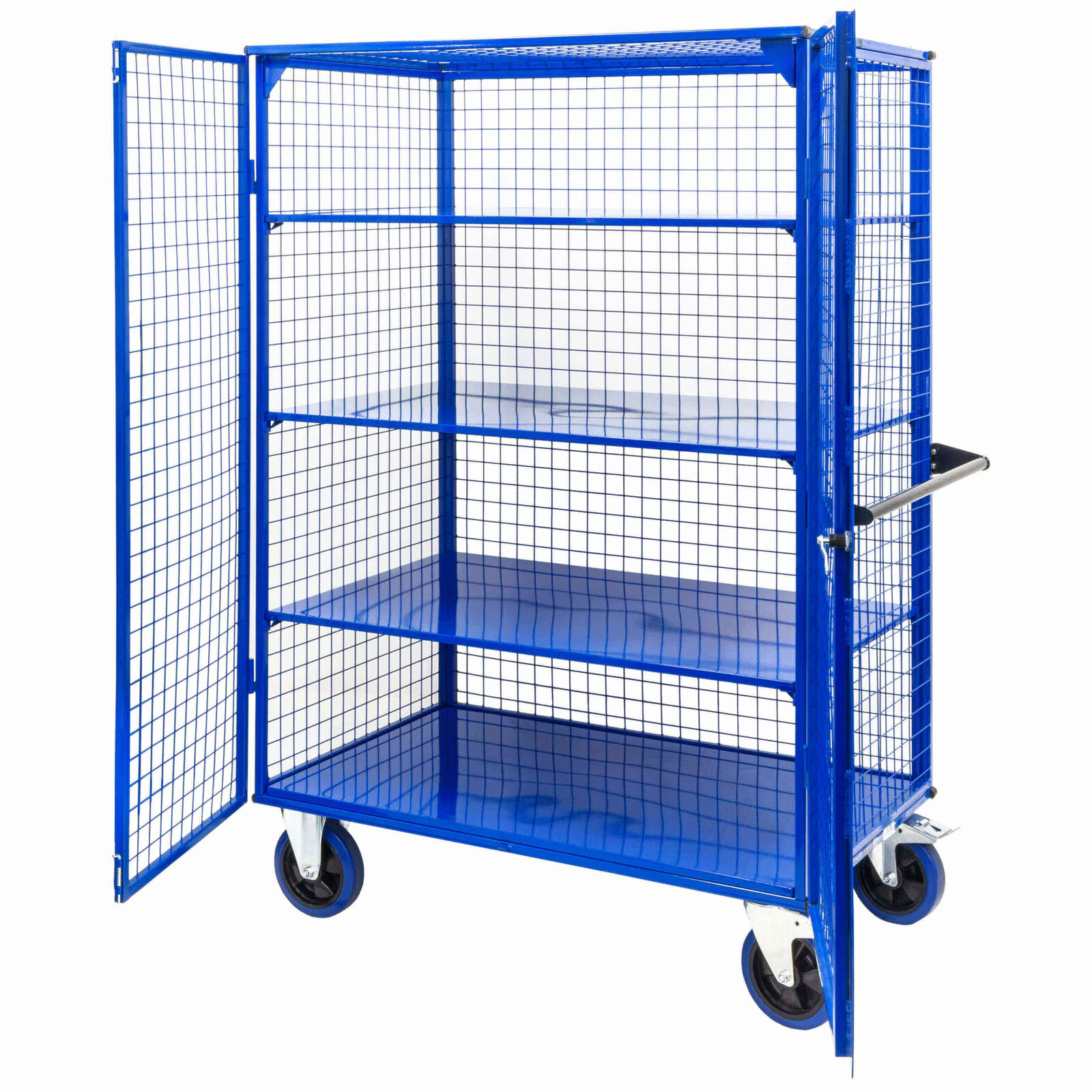 Light Duty Mesh Cage Trolley (With Sheet Metal Shelves)