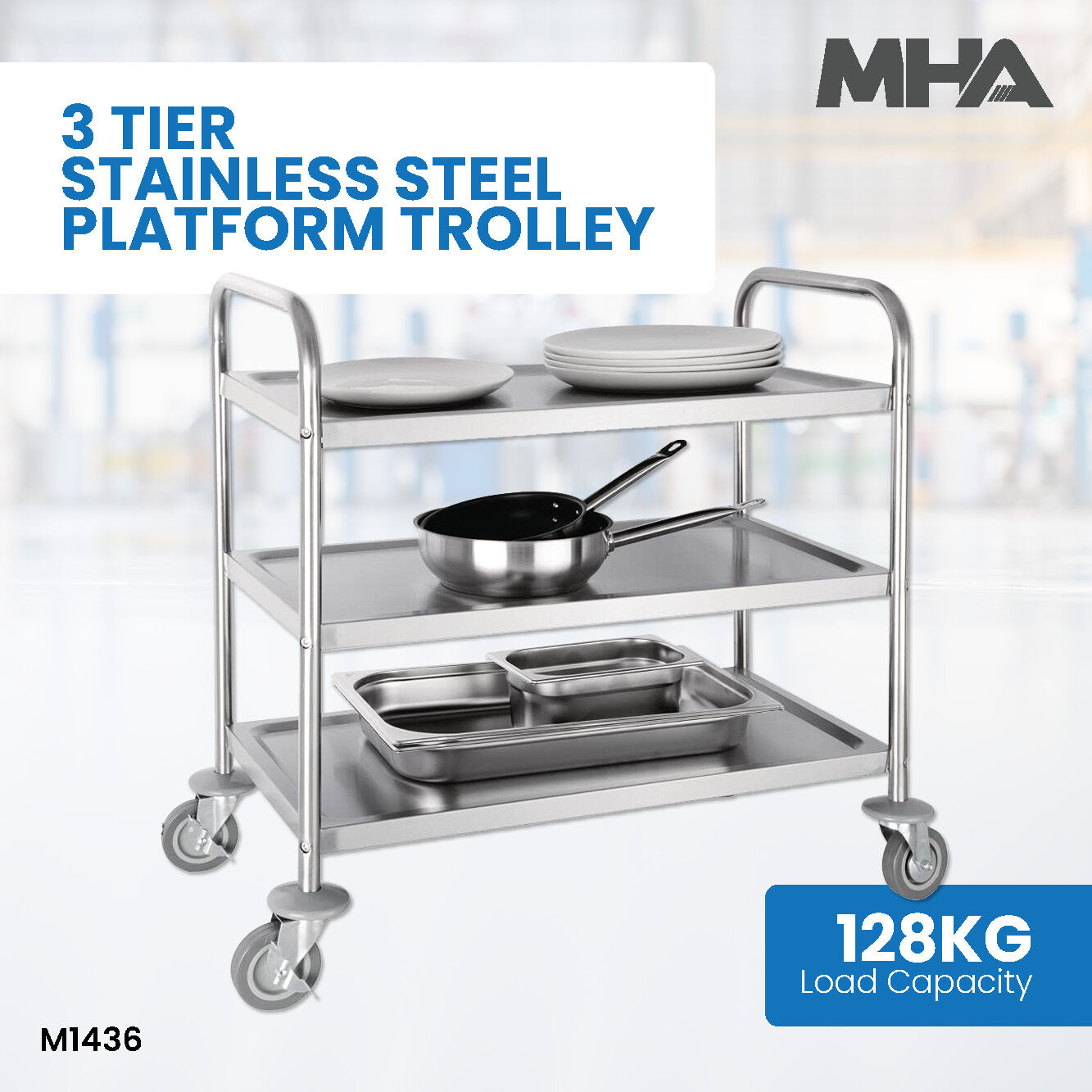 3 Tier Stainless Steel Trolley