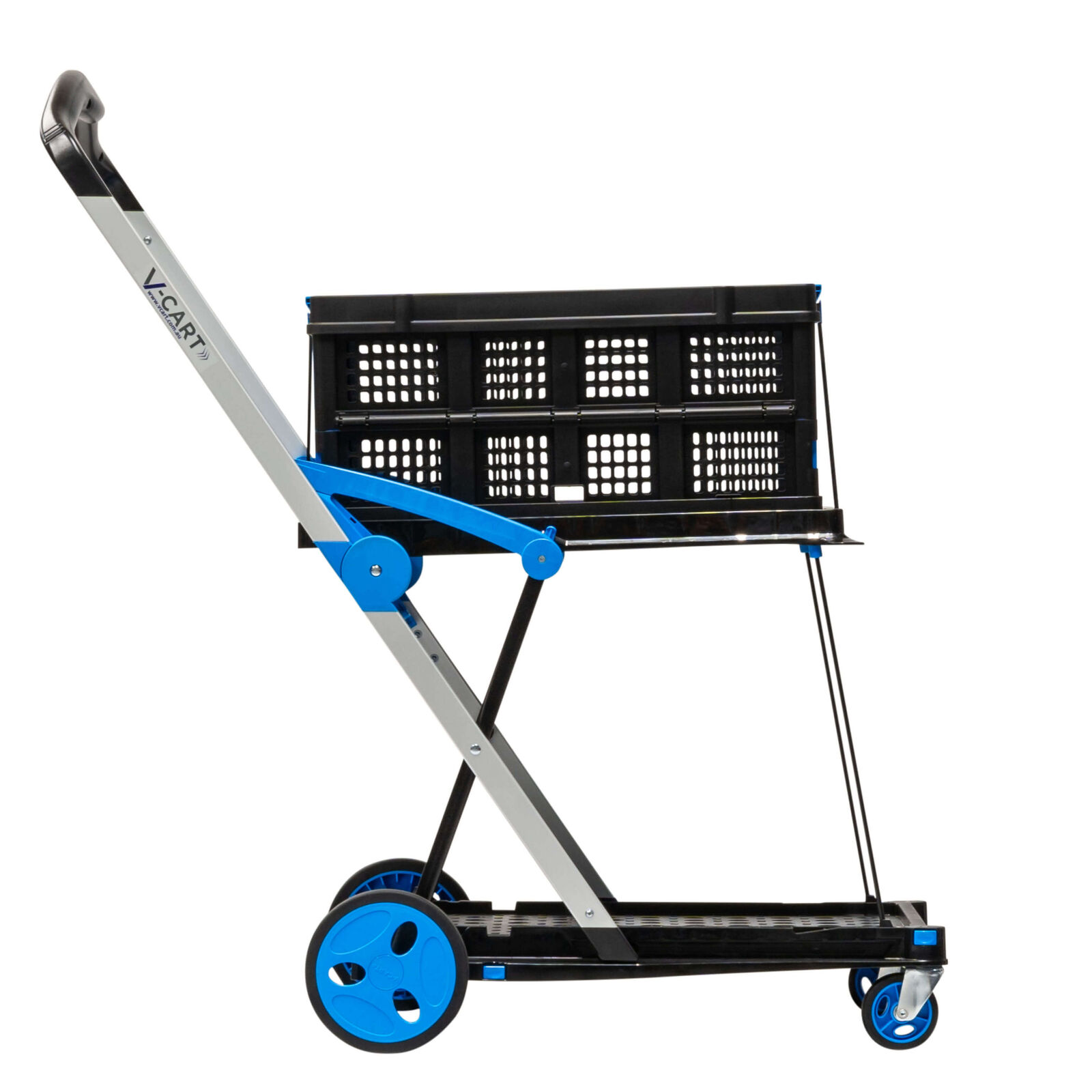 V-Cart Folding Plastic and Aluminium Trolley (includes 1 folding basket)
