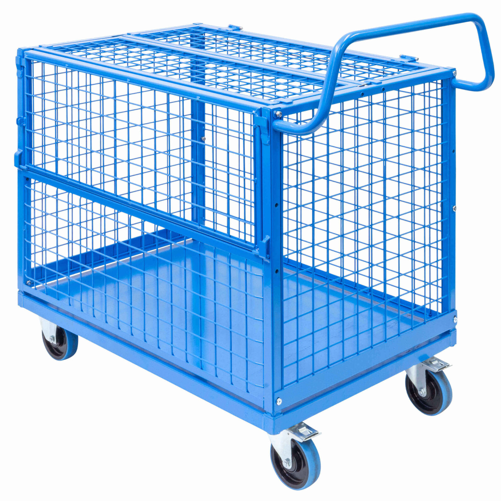 Mesh Cage Trolley with Drop Down Gate & Lockable Lid