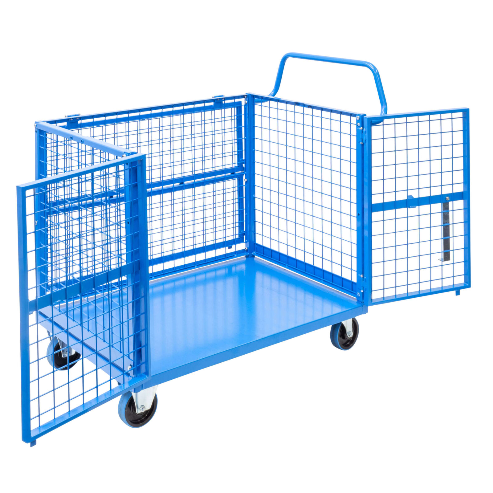 Mesh Cage Trolley with Lockable Double Swing Mesh Doors & Lockable Lid
