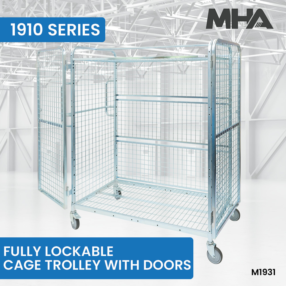 1910 Series - Fully Lockable Cage Trolley with Doors and Roof