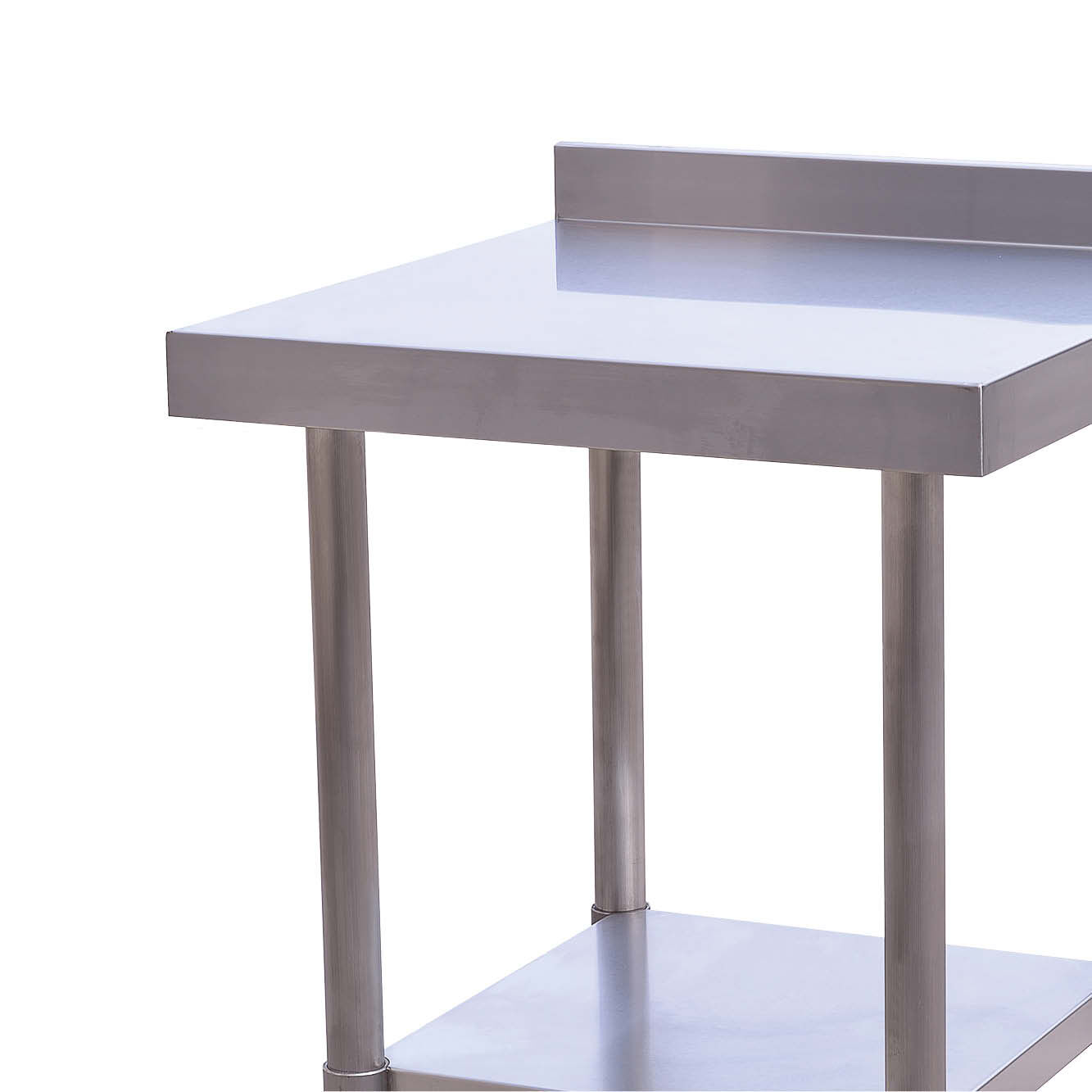 Stainless Steel Bench with splashback 600x600x900mm (WxDxH)