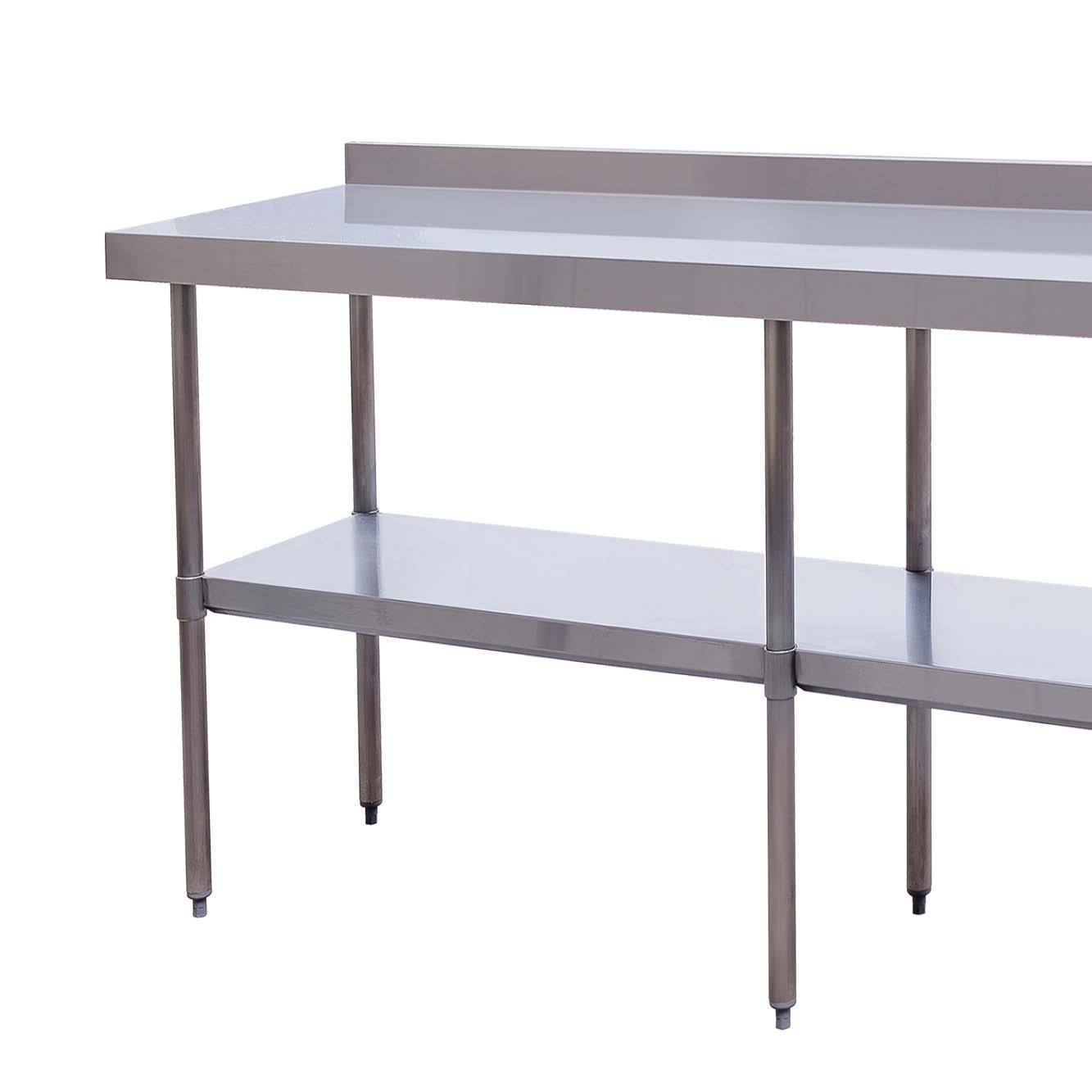 Stainless Steel Bench with splashback 2100x600x900mm (WxDxH)