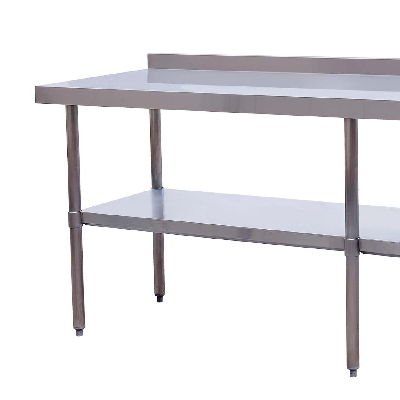 Stainless Steel Bench with splashback 2400x600x900mm (WxDxH)