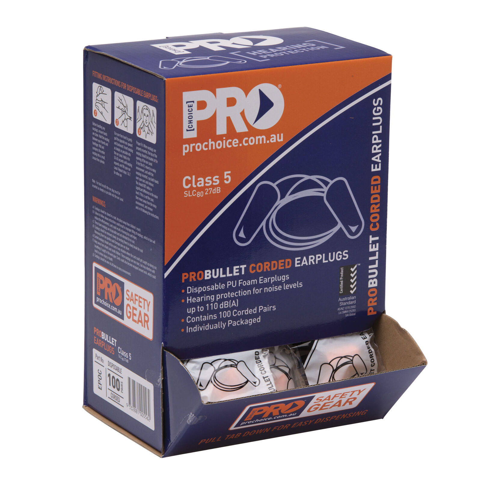 Ear Plugs - Corded (100 Pairs/Box)