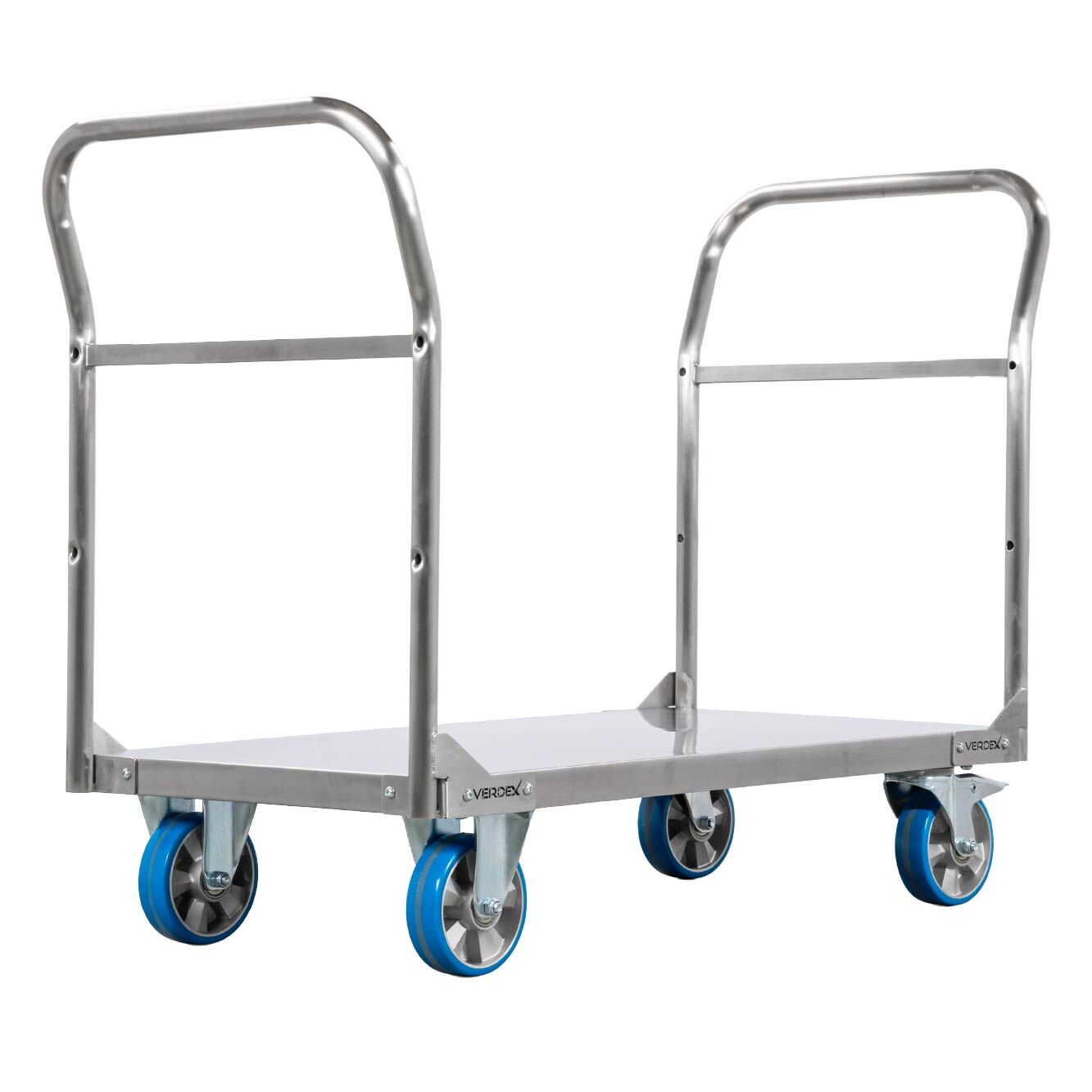 Stainless Steel Double Handle Platform Trolley
