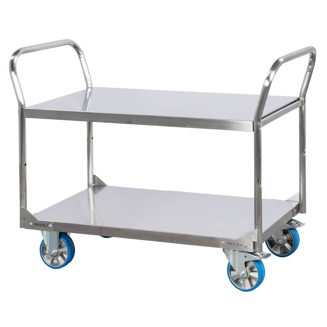 Stainless Steel Double Handle Platform Trolley - 2 Tier