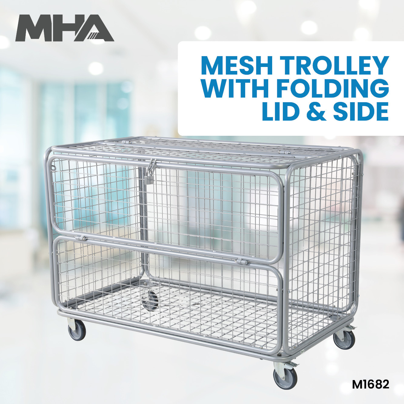 Mesh Trolley With Folding Lid & Side