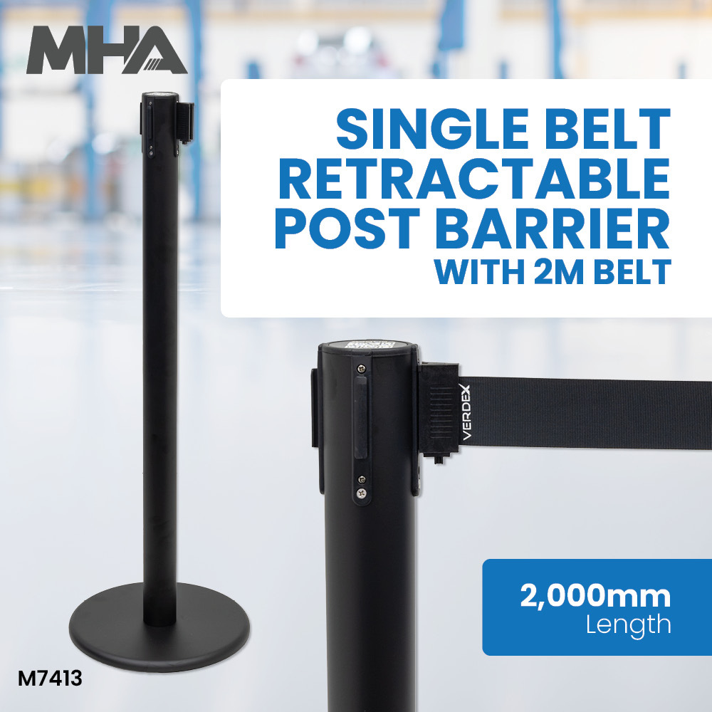 Single Belt Retractable Post Barrier with 2m Belt