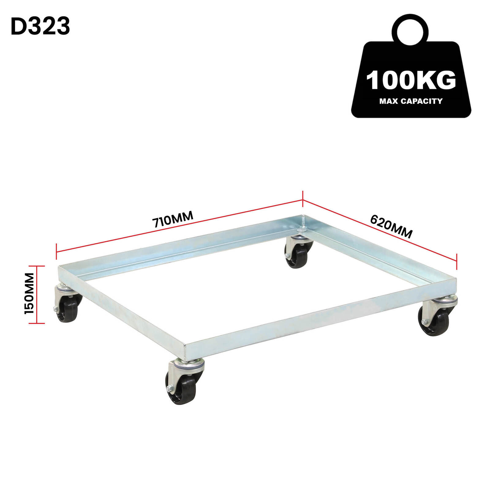 Bread Crate Dolly Galvanised (Suits IH323) MHA Products