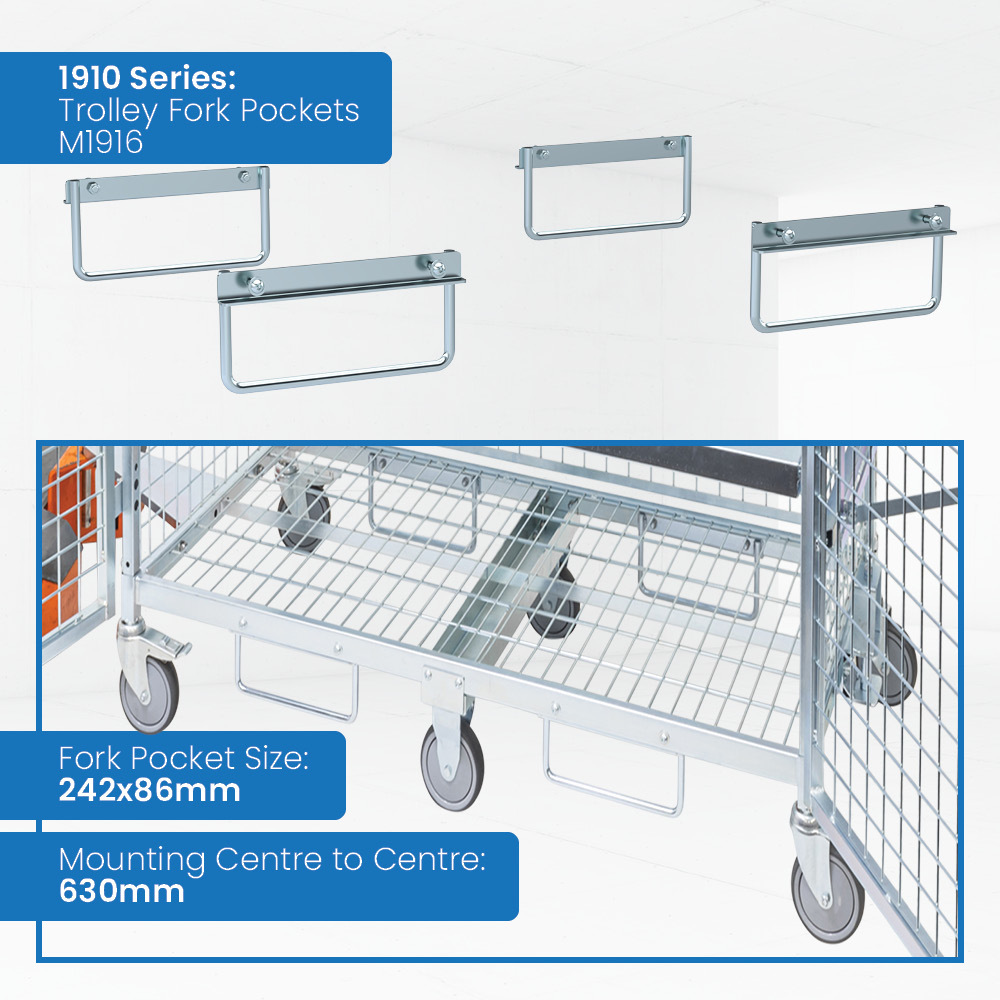1910 Series - Cage Trolley with 3 Tray Mesh Shelves