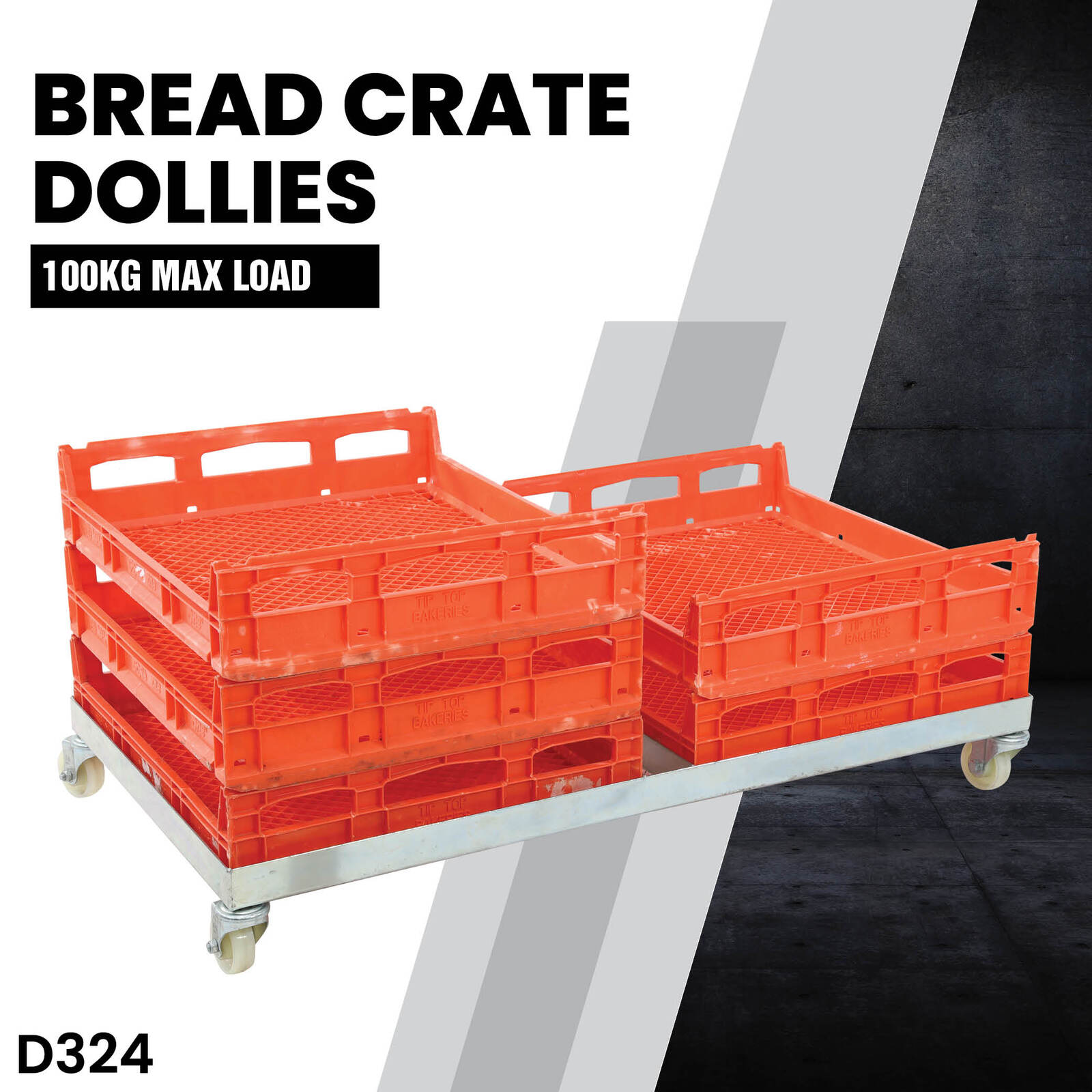 Bread Crate Dolly Galvanised (Suits IH323) MHA Products
