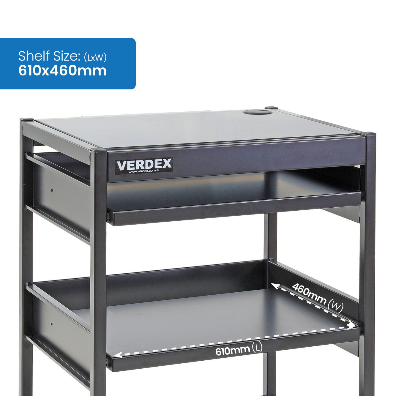 3 Tier Steel Computer Cart with Slide Out Shelf