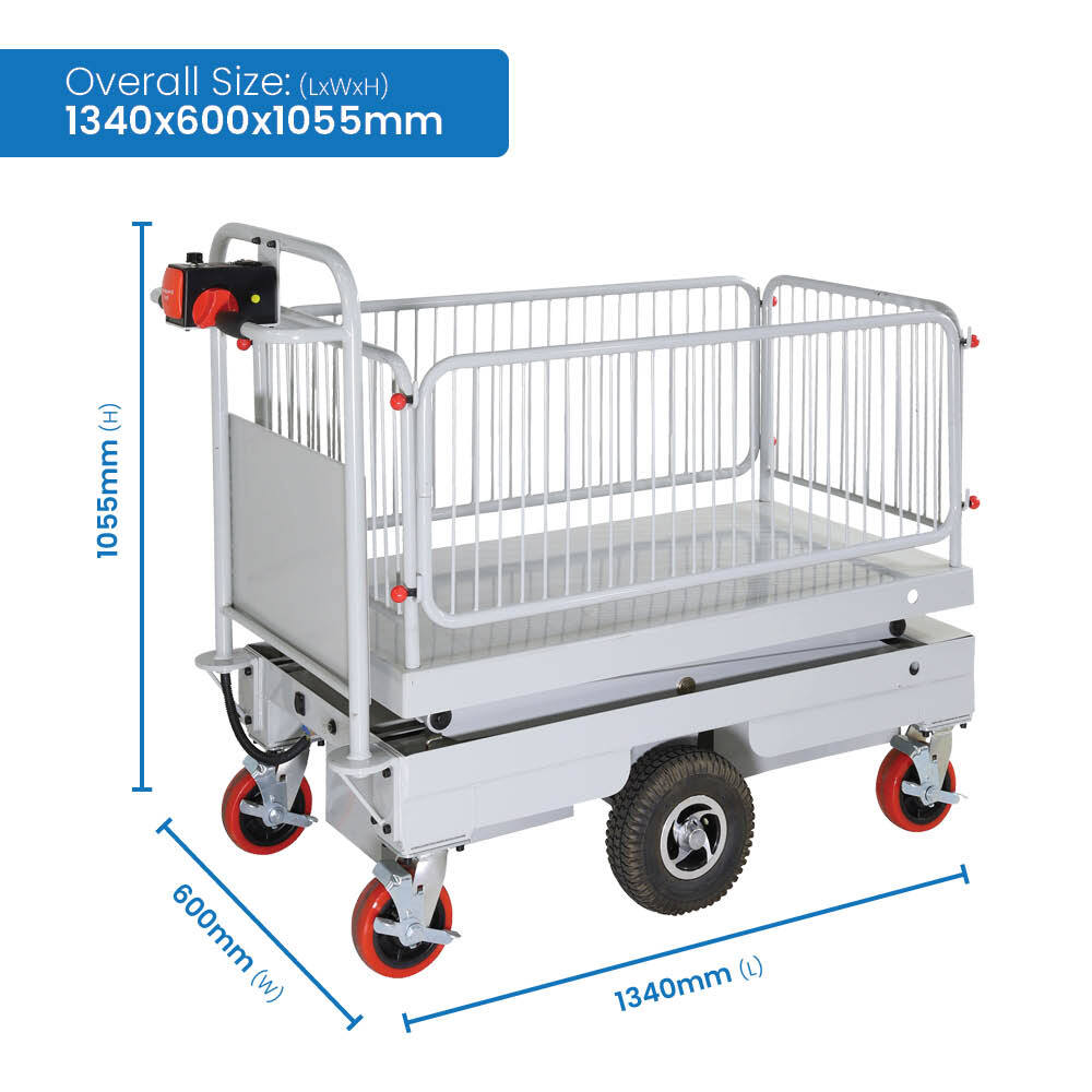 Self Propelled Electric Scissor Lift Trolley with Cage (double scissor)