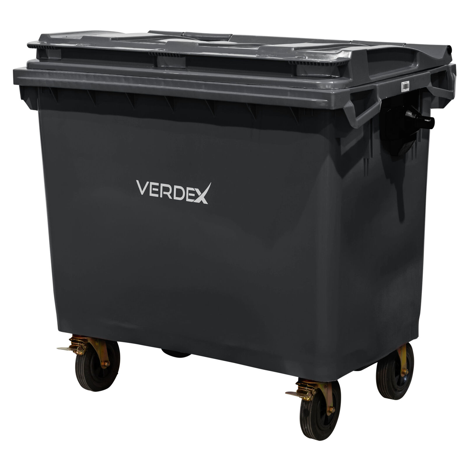 Large Plastic Wheelie Bin  -  Flat Lid 660L (Dark Grey)