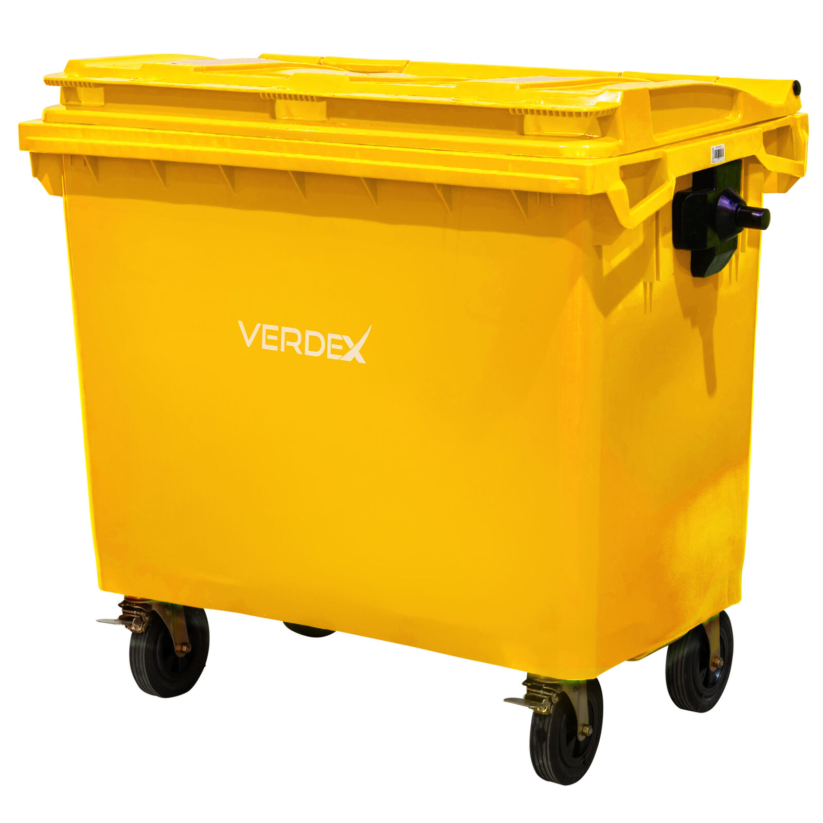 Large Plastic Wheelie Bin  -  Flat Lid 660L (Yellow)
