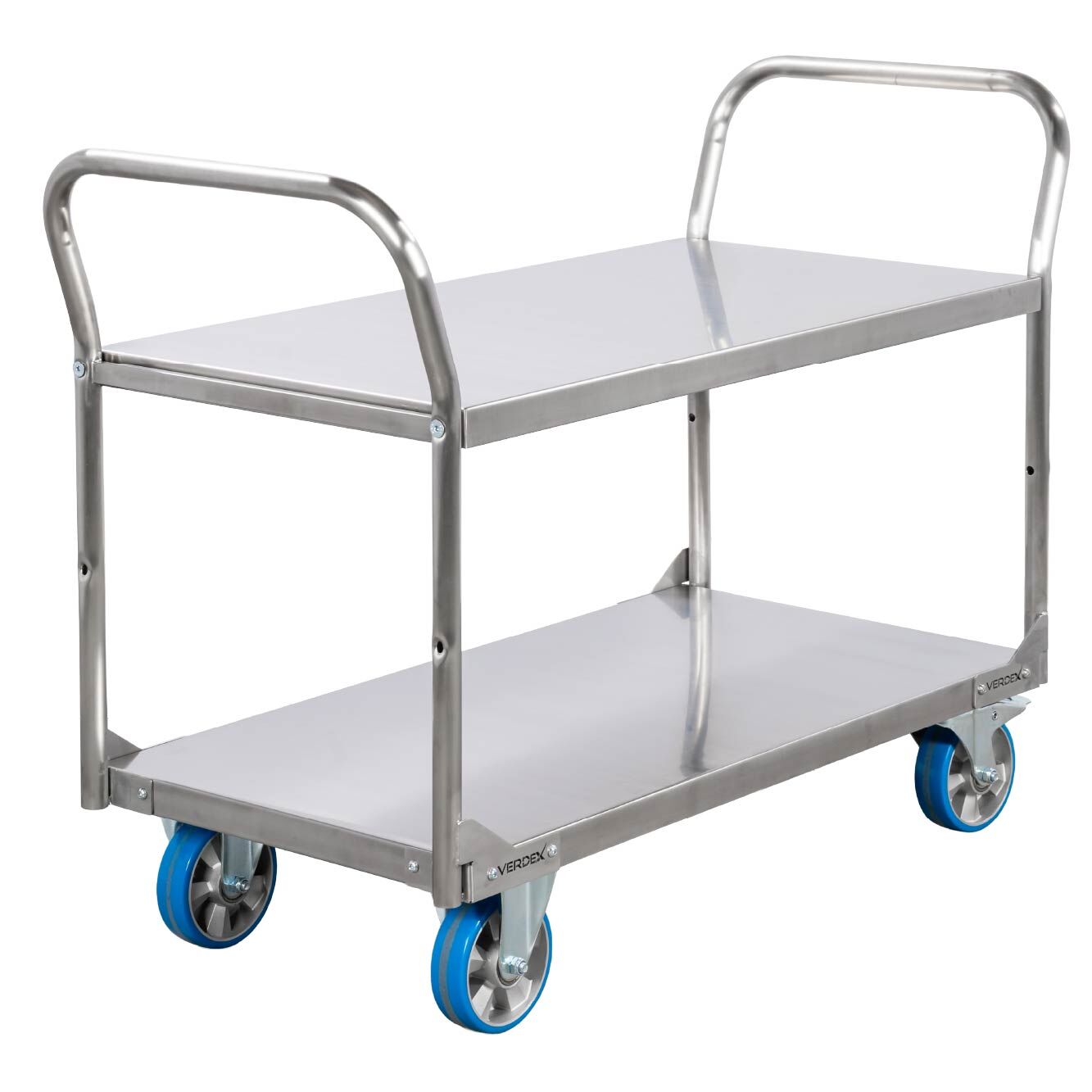 Stainless Steel Double Handle Platform Trolley - 2 Tier