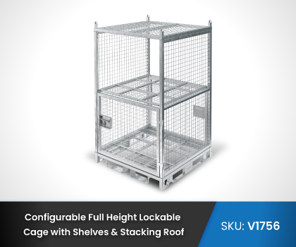 Configurable Full Height Lockable Cage with Shelf 