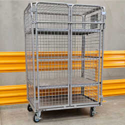 Heavy Duty Mesh Cage Trolley (with Doors & Roof)