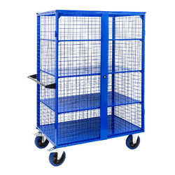 Light Duty Mesh Cage Trolley (With Sheet Metal Shelves)