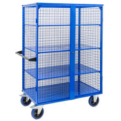 Light Duty Mesh Cage Trolley (With Sheet Metal Shelves)