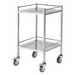 Single Stainless Steel Instrument Trolley (with Rails & No Drawer)