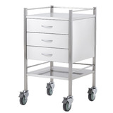 Single Stainless Steel Instrument Trolley (with 3 Drawers)