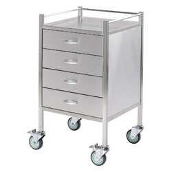 Single Stainless Steel Instrument Trolley (with 4 Drawers)