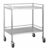 Double Stainless Steel Instrument Trolley (with Rails & No Drawer)