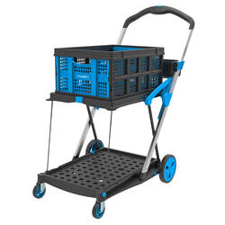 V-Cart Folding Plastic and Aluminium Trolley (includes 1 folding basket)