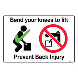 Safety Sign (Bend your knees to lift, Prevent back injury)