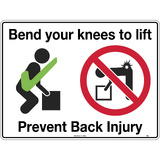 Safety Sign (Bend your knees to lift, Prevent back injury)