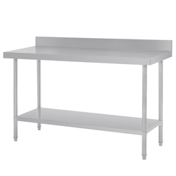 Stainless Steel Bench with splashback - 1500x600x900mm (WxDxH)