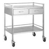 Stainless Steel Instrument Trolley - With 2 Drawers Side by Side
