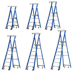 Fibreglass Industrial Platform Ladders (with wheels)